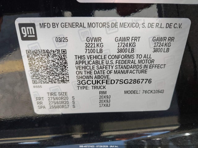 3GCUKFED7SG286776 Chevrolet Silverado 1500 4wd Short Bed Lt Trail Boss