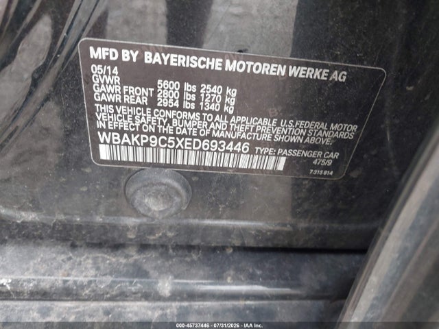 Продаж на аукціоні авто 2014 Bmw 550i Xdrive, vin: WBAKP9C5XED693446, номер лоту: 45737446