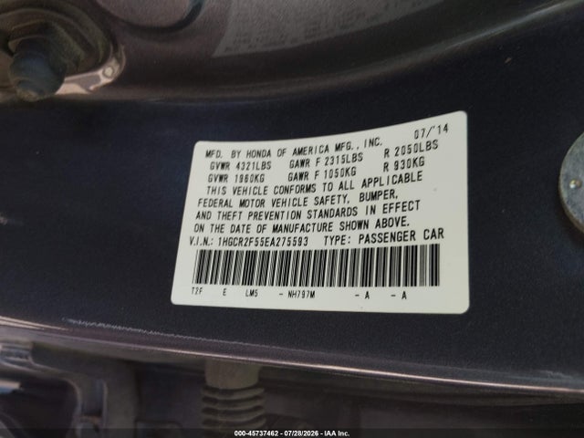Aukcja sprzedaży 2014 Honda Accord Sport, vin: 1HGCR2F55EA275593, numer aukcji: 45737462