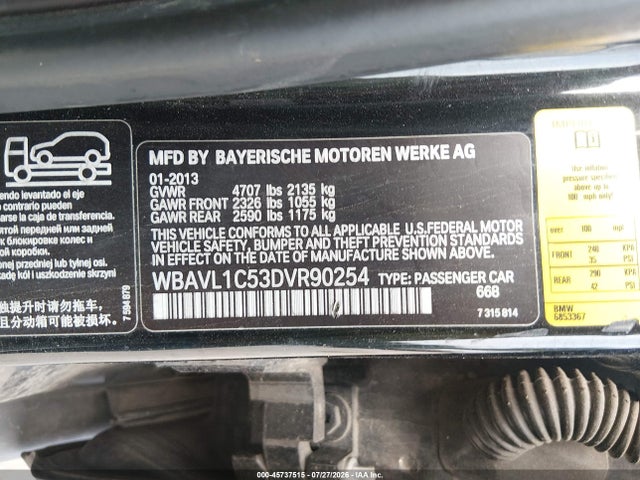 Aukcja sprzedaży 2013 Bmw X1 Xdrive28i, vin: WBAVL1C53DVR90254, numer aukcji: 45737515