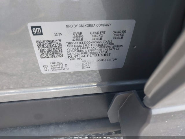 Auction sale of the 2026 Buick Envista Preferred Fwd, vin: KL47LAEP1TB101648, lot number: 45737548