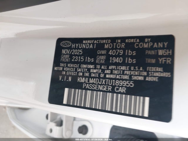 Aukcja sprzedaży 2026 Hyundai Elantra Hybrid Blue, vin: KMHLM4DJXTU189955, numer aukcji: 45737614