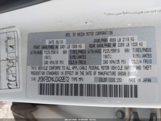 Продажа на аукционе авто 2018 Mazda Cx-5 Touring, vin: JM3KFBCM4J0429572, номер лота: 45737686