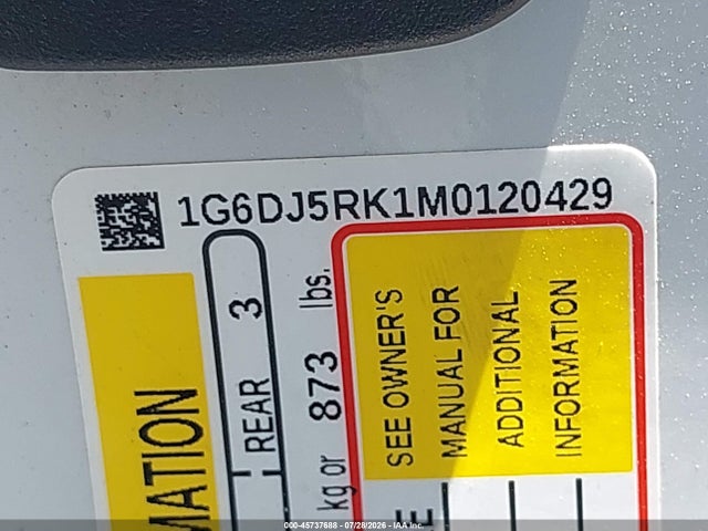 45737688 :رقم المزاد ، 1G6DJ5RK1M0120429 vin ، 2021 Cadillac Ct4 Luxury مزاد بيع