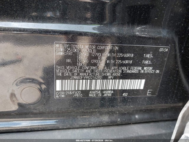 Aukcja sprzedaży 2024 Toyota Rav4 Prime Se, vin: JTMAB3FV9RD216292, numer aukcji: 45737698