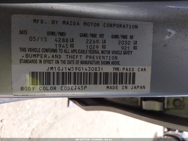 45737706 :رقم المزاد ، JM1GJ1W59G1430831 vin ، 2016 Mazda Mazda6 I Grand Touring مزاد بيع