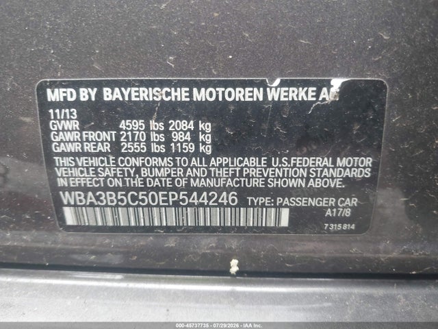 45737735 :رقم المزاد ، WBA3B5C50EP544246 vin ، 2014 Bmw 328i Xdrive مزاد بيع