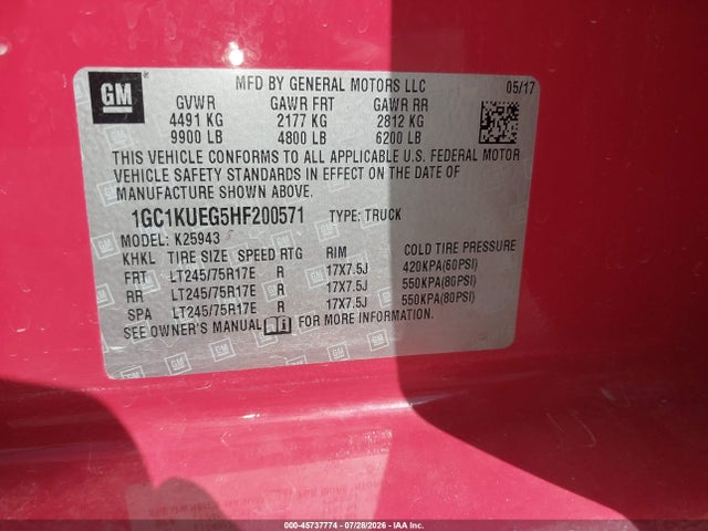 1GC1KUEG5HF200571 Chevrolet Silverado 2500hd Work Truck