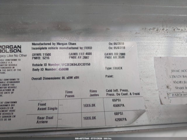 Ford E-350 Stripped 2018 1FC3E3K64JDC33150 Image 9