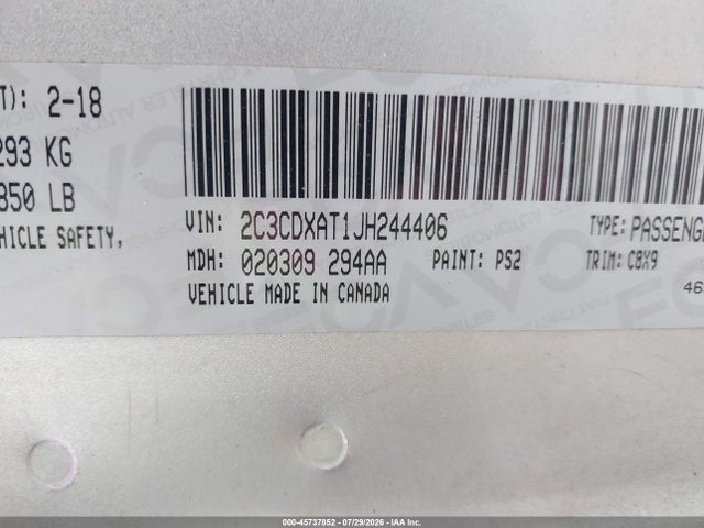 45737852 :رقم المزاد ، 2C3CDXAT0HH642104 vin ، 2017 Dodge Charger Police Rwd مزاد بيع