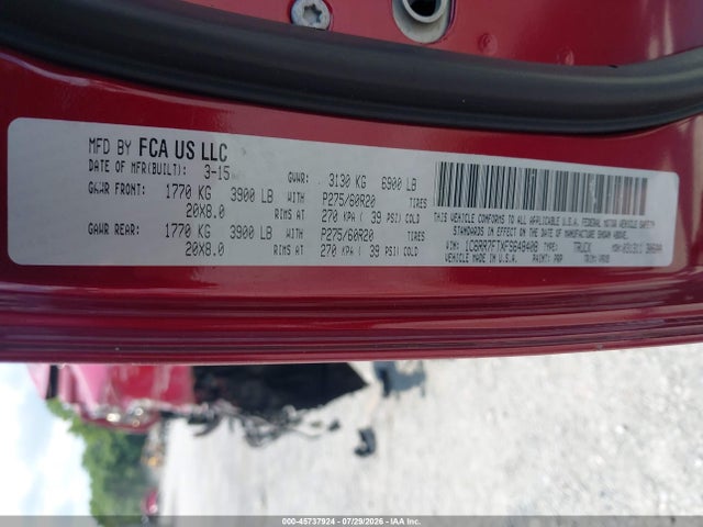 Продажа на аукционе авто 2015 Ram 1500 Express, vin: 1C6RR7FTXFS648408, номер лота: 45737924