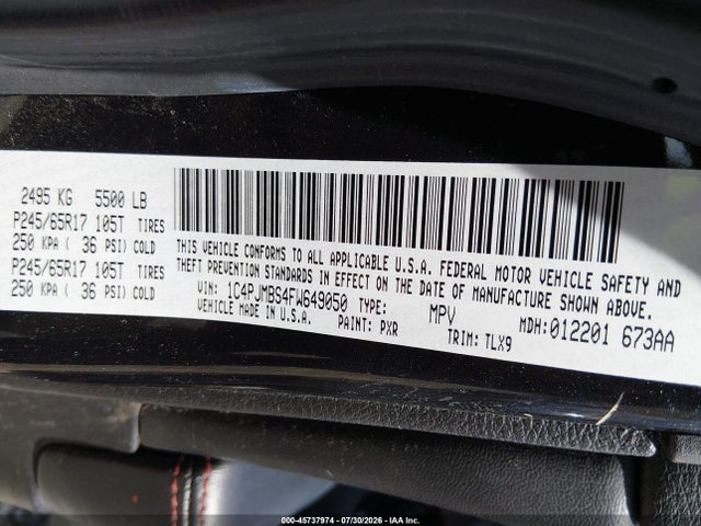 Продажа на аукционе авто 2015 Jeep Cherokee Trailhawk, vin: 1C4PJMBS4FW649050, номер лота: 45737974