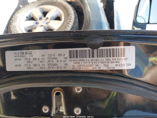 Aukcja sprzedaży 2018 Ram 1500 Big Horn  4x4 6'4 Box, vin: 1C6RR7GM0JS228317, numer aukcji: 45738049