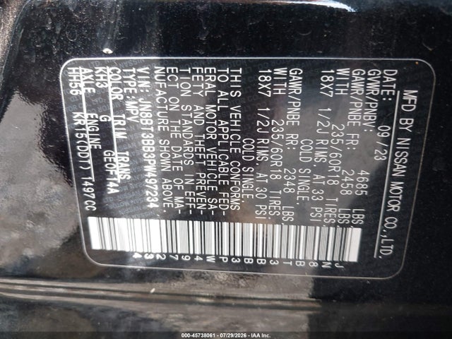 45738061 :رقم المزاد ، JN8BT3BB3PW497234 vin ، 2023 Nissan Rogue Sv Intelligent Awd مزاد بيع