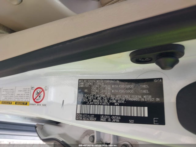 45738210 :رقم المزاد ، JTJHY7AX0F4168574 vin ، 2015 Lexus Lx 570 مزاد بيع