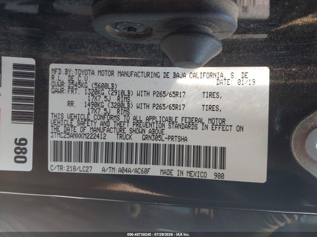 3TMCZ5ANXKM222412 Toyota Tacoma Trd Sport