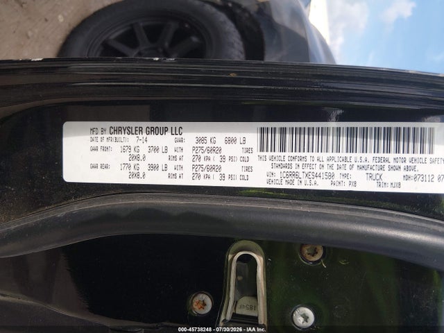 45738248 :رقم المزاد ، 1C6RR6LTXES441580 vin ، 2014 Ram 1500 Lone Star مزاد بيع