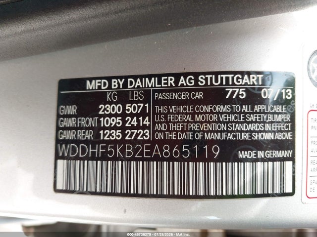 Mercedes-Benz E 350 2014 WDDHF5KB2EA865119 Image 9