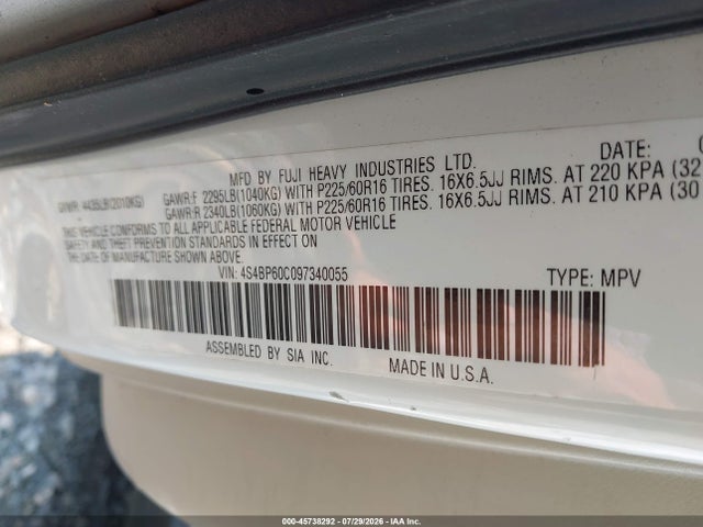Продаж на аукціоні авто 2009 Subaru Outback 2.5i, vin: 4S4BP60C097340055, номер лоту: 45738292