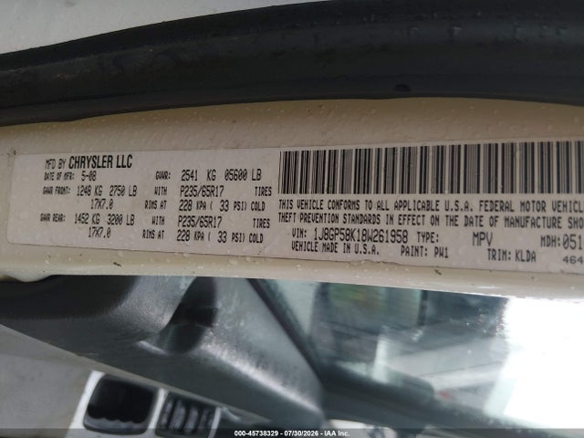 Aukcja sprzedaży 2008 Jeep Liberty Limited Edition, vin: 1J8GP58K18W261958, numer aukcji: 45738329