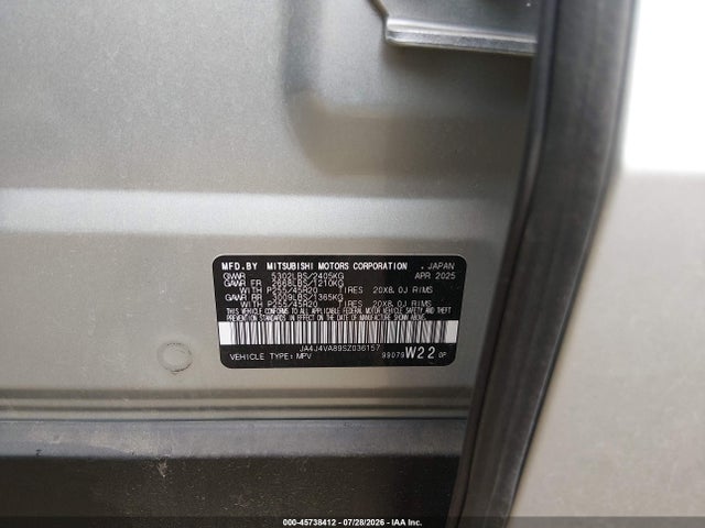 2025 Mitsubishi Outlander Se 2.5 S-awc/trail Edition S-awc მანქანა იყიდება აუქციონზე, vin: JA4J4VA89SZ036157, აუქციონის ნომერი: 45738412