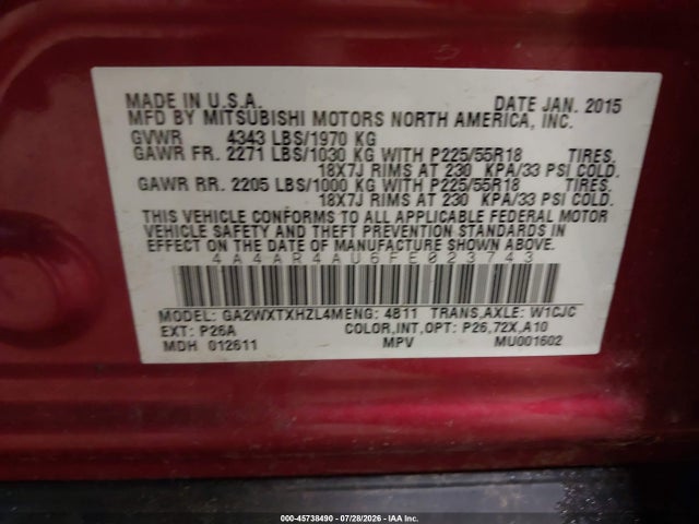 Продаж на аукціоні авто 2015 Mitsubishi Outlander Sport Se, vin: 4A4AR4AU6FE023743, номер лоту: 45738490