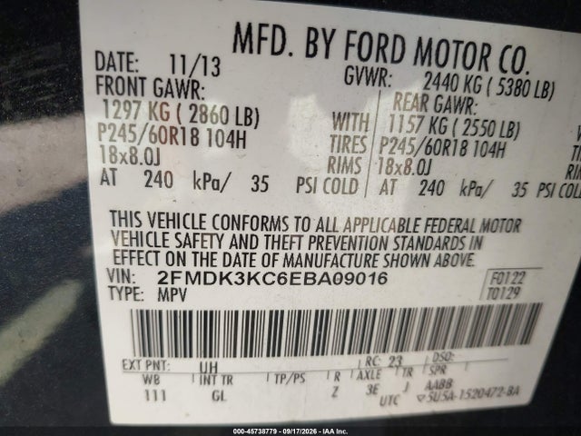 Продажа на аукционе авто 2014 Ford Edge Limited, vin: 2FMDK3KC6EBA09016, номер лота: 45738779