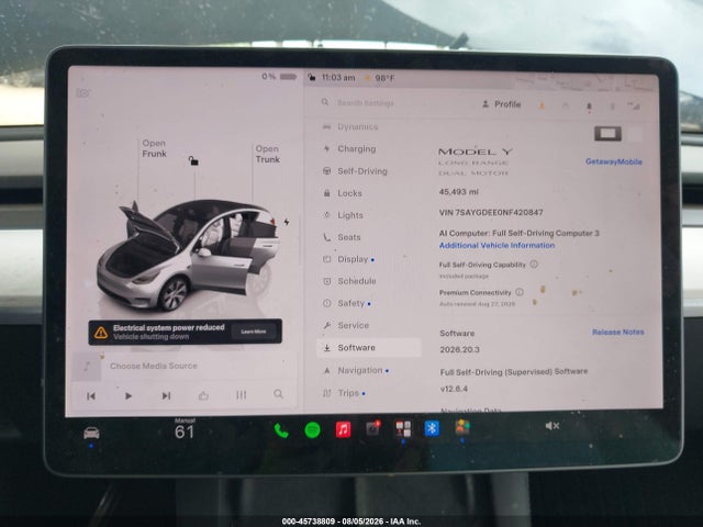 Aukcja sprzedaży 2022 Tesla Model Y Long Range Dual Motor All-wheel Drive, vin: 7SAYGDEE0NF420847, numer aukcji: 45738809