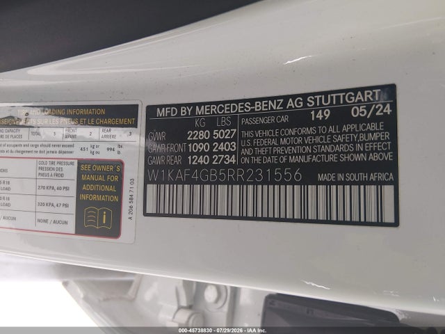 W1KAF4GB5RR231556 Mercedes-Benz C 300