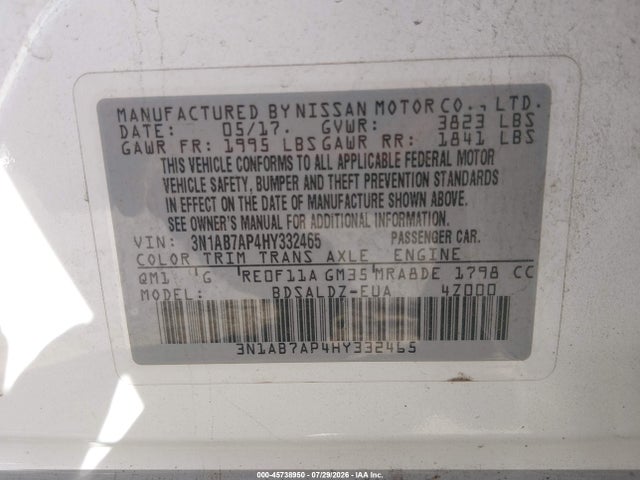 Nissan SENTRA SV 2017 3N1AB7AP4HY332465 Image 9