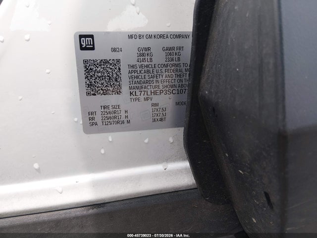 45739023 :رقم المزاد ، KL77LHEP3SC107181 vin ، 2025 Chevrolet Trax Fwd Lt مزاد بيع