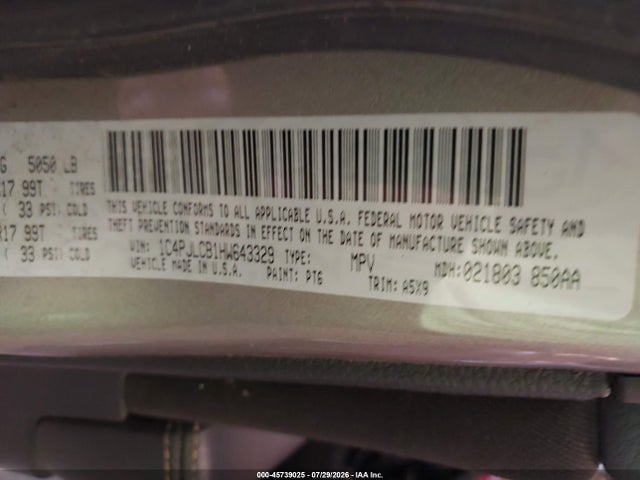 Продаж на аукціоні авто 2017 Jeep Cherokee Latitude, vin: 1C4PJLCB1HW643329, номер лоту: 45739025