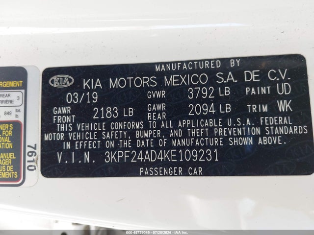 KIA Forte Lxs 2019 3KPF24AD4KE109231 Image 9