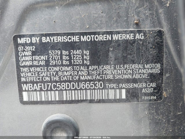 Aukcja sprzedaży 2013 Bmw 535i Xdrive, vin: WBAFU7C58DDU66530, numer aukcji: 45739050