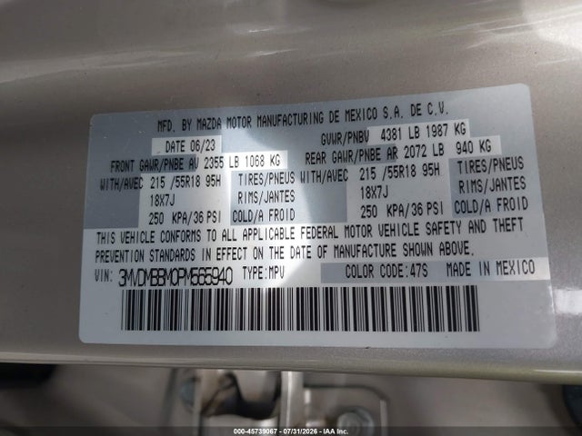 Aukcja sprzedaży 2023 Mazda Cx-30 2.5 S Select, vin: 3MVDMBBM0PM565940, numer aukcji: 45739067