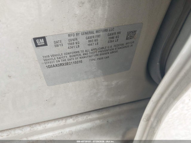 Aukcja sprzedaży 2014 Cadillac Ats Standard, vin: 1G6AA5RX0E0116016, numer aukcji: 45739101