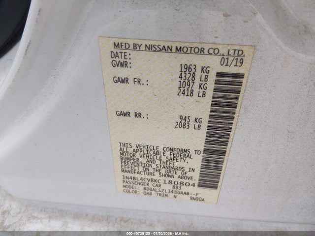 Nissan Altima 2.5 Sr 2019 1N4BL4CV8KC180804 Image 9