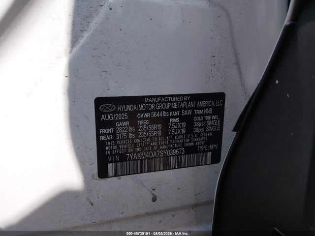 Продаж на аукціоні авто 2025 Hyundai Ioniq 5 Se, vin: 7YAKM4DA7SY039673, номер лоту: 45739151