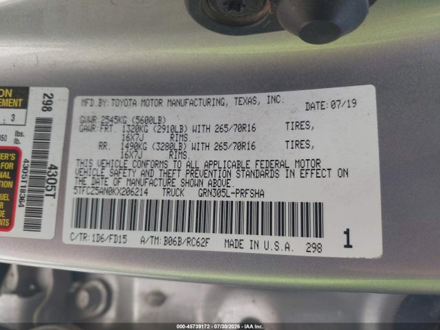 5TFCZ5AN0KX206214 Toyota Tacoma Trd Off Road