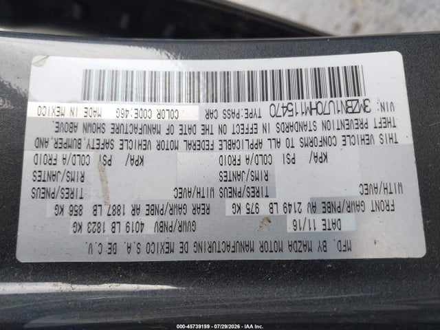 Продажа на аукционе авто 2017 Mazda Mazda3 Sport, vin: 3MZBN1U70HM115470, номер лота: 45739199