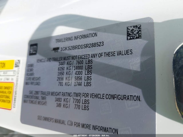 Продажа на аукционе авто 2025 Gmc Yukon 4wd Elevation, vin: 1GKS2BRD1SR288523, номер лота: 45739241