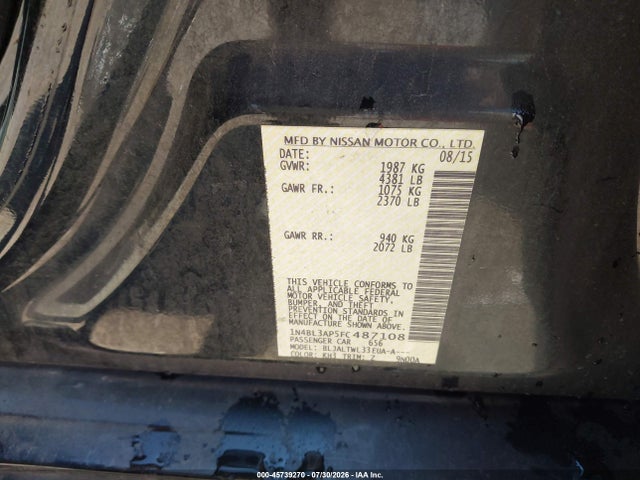1N4BL3AP5FC487108 Nissan Altima 3.5 S/3.5 Sl/3.5 Sv