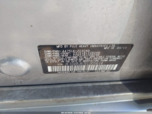 Aukcja sprzedaży 2014 Subaru Impreza Wrx Sti, vin: JF1GV8J67EL005614, numer aukcji: 45739349