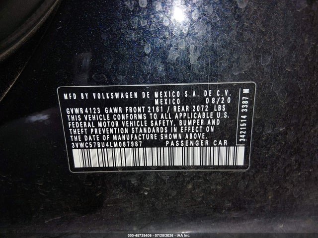 3VWC57BU4LM087987 Volkswagen Jetta 1.4t R-line/1.4t S/1.4t Se