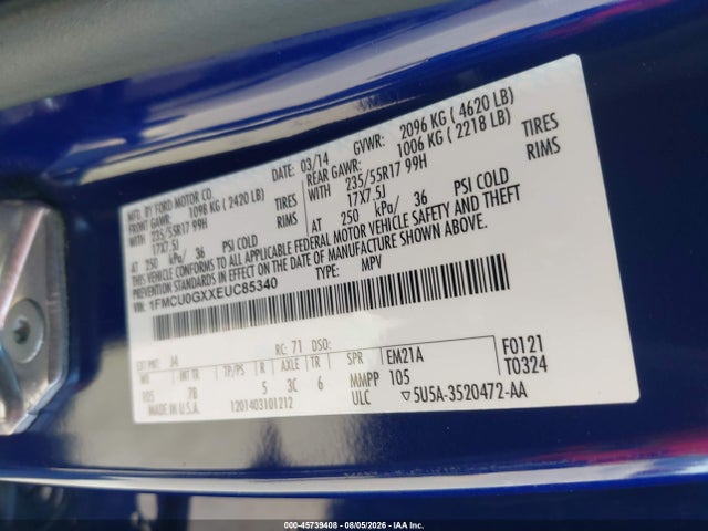 Ford ESCAPE SE 2014 1FMCU0GXXEUC85340 Image 9
