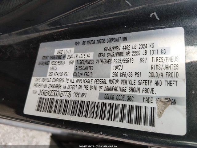 45739478 :رقم المزاد ، JM3KE4DE3D0167778 vin ، 2013 Mazda Cx-5 Grand Touring مزاد بيع