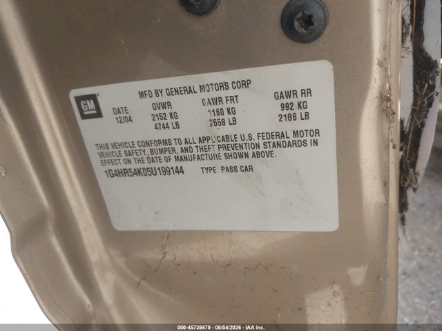Продажа на аукционе авто 2005 Buick Lesabre Limited, vin: 1G4HR54K05U199144, номер лота: 45739479