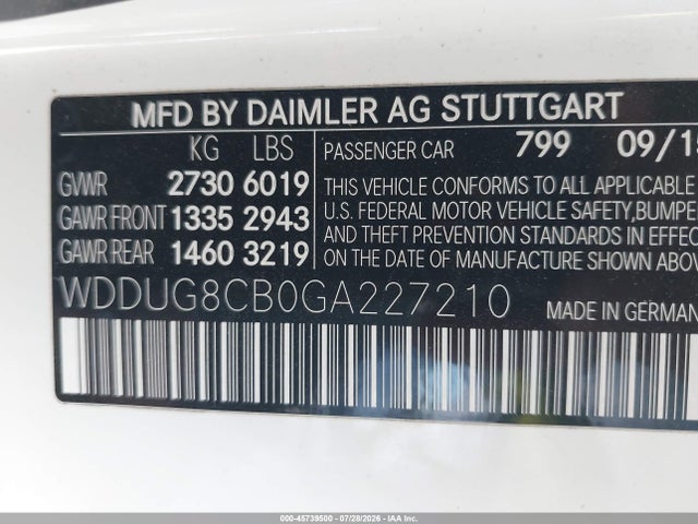 WDDUG8CB0GA227210 Mercedes-Benz S 550