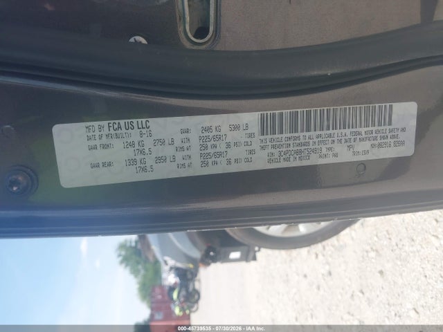 2017 Dodge Journey Se მანქანა იყიდება აუქციონზე, vin: 3C4PDCAB8HT524919, აუქციონის ნომერი: 45739535