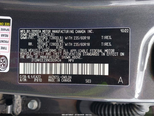 Продажа на аукционе авто 2022 Lexus Nx 350h, vin: 2T2AKCEZXNC009434, номер лота: 45739547